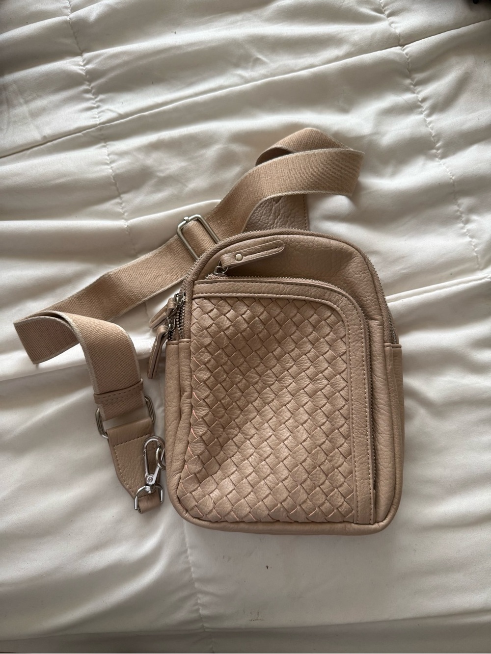 Anthropologie Woven Crossbody Bag in Beige